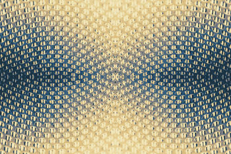 Spherical warp of space. Fantastic background image of wormhole of blue and golden color in center.