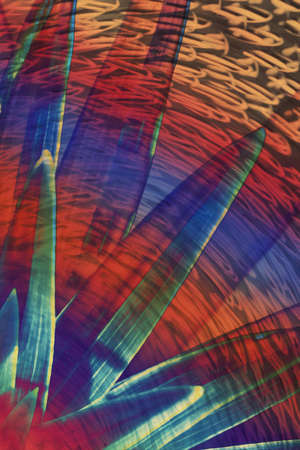 Hallucinogen fluorescent background from plants of surreal colors . Abstract illusion on drink and...