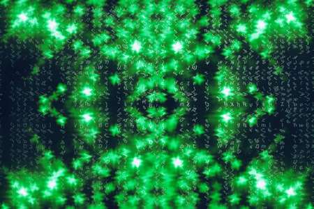 Green blue matrix digital background. Abstract cyberspace concept. Characters fall down. Matrix from...
