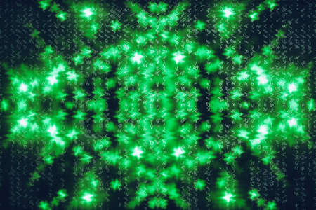 Green blue matrix digital background. Abstract cyberspace concept. Characters fall down. Matrix from...