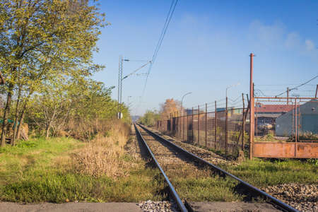 Railway tracks on a beautiful sunny day in Serbia, November 2016のeditorial素材