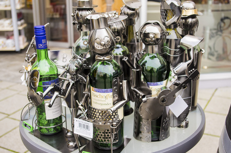 Europa, Germany, Bad Wildungen-1, Dezember, 2015: Metal Crafts handmade wine bottle.のeditorial素材