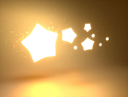 Magic golden glowing 3D stars illustration.の写真素材