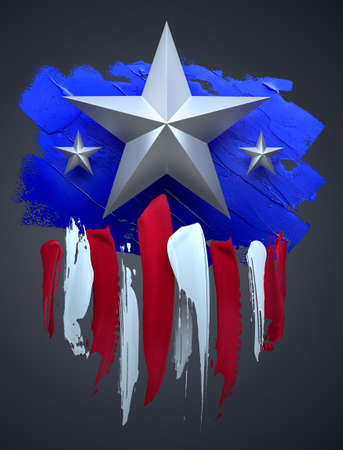 4th of July, USA Independence Day. Isolated 3D illustration Stars and Stripes.の写真素材