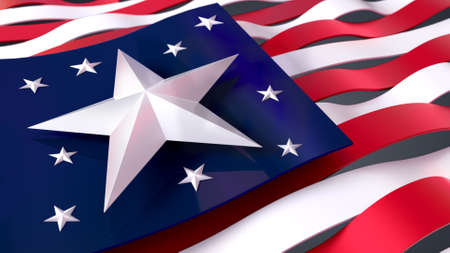 4th of July, USA Independence Day. Isolated 3D illustration Stars and Stripes.の写真素材