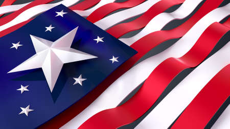 4th of July, USA Independence Day. Isolated 3D illustration Stars and Stripes.の写真素材