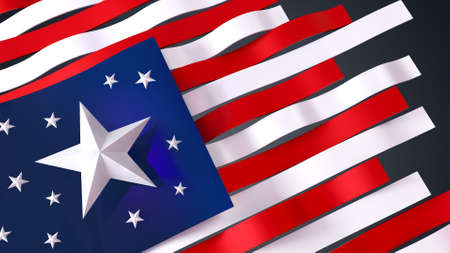 4th of July, USA Independence Day. Isolated 3D illustration Stars and Stripes.の写真素材