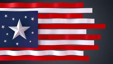 4th of July, USA Independence Day. Isolated 3D illustration Stars and Stripes.の写真素材
