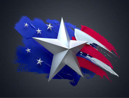 4th of July, USA Independence Day. Isolated 3D illustration Stars and Stripes.の写真素材