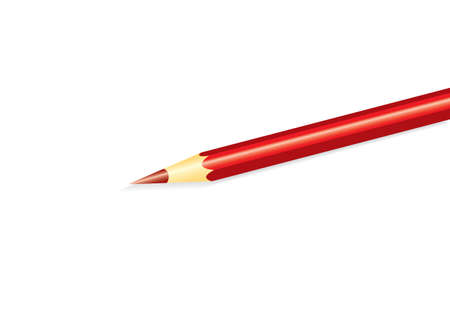 Pencil in red color with shadow isolated over whiteのイラスト素材
