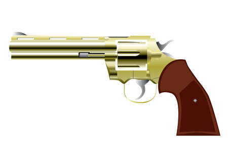 revolver gun in western style isolated over whiteのイラスト素材
