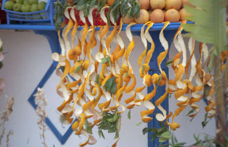 Stand of orange juice in Essaouira, Moroccoの写真素材