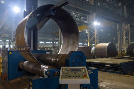 Industrial roller bending hydraulic machine for metal sheets. high quality photoの写真素材