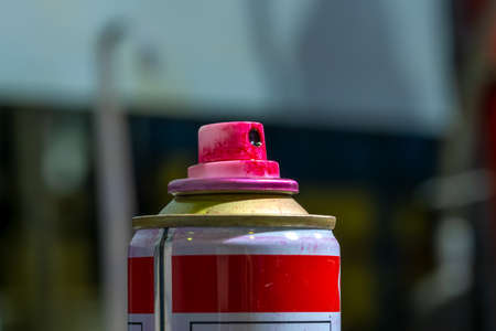 A can of liquid penetrant for detecting defects in welds. Detection of minor defects after the end of welding work. Testing of welded joints with a penetrating liquid. . high quality photoの写真素材