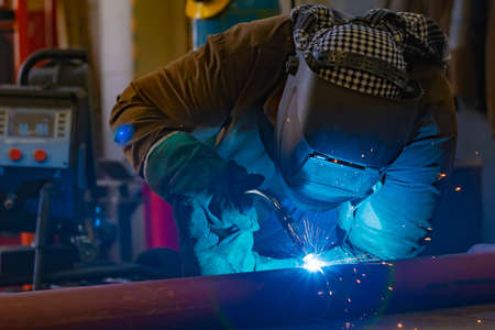 pipe welding. Semi-automatic arc welding. MIG welding. high quality photo