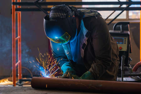 pipe welding. Semi-automatic arc welding. MIG welding. high quality photo