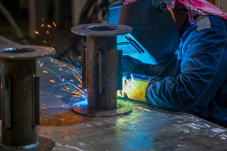 pipe welding. Semi-automatic arc welding. MIG welding. high quality photo