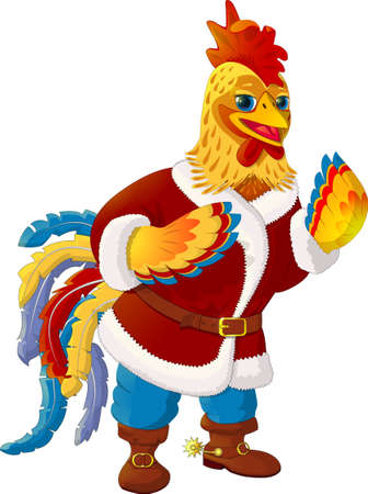 Rooster - Santa Claus.のイラスト素材