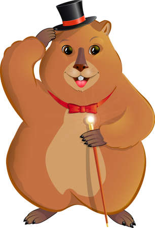 Marmot with a cane.のイラスト素材