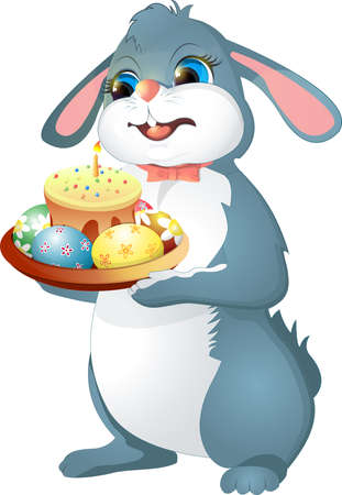 Easter rabbit holds cake.のイラスト素材
