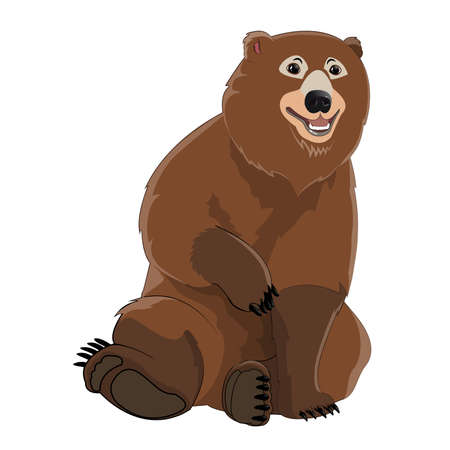 Bear Russian brown toed. Isolated, white backgroundのイラスト素材