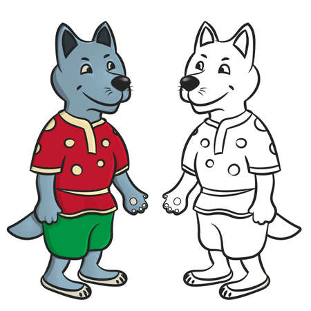 Wolf coloring pagesのイラスト素材