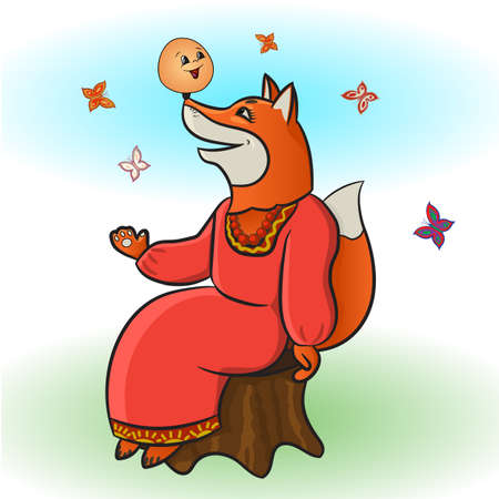 A lady cunning fox illustratio.のイラスト素材