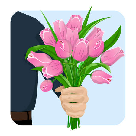 The man gives flowersのイラスト素材