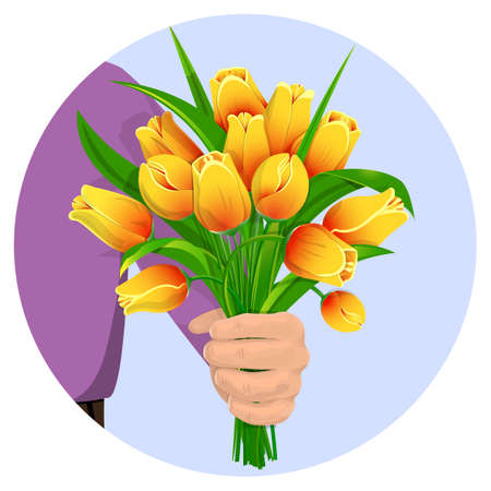 The man gives flowersのイラスト素材