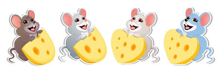 4 mouses with cheese icon.のイラスト素材