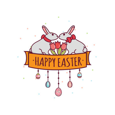 Easter day with rabbit-05のイラスト素材