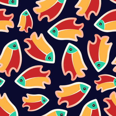 Seamless patterns with fish-02のイラスト素材