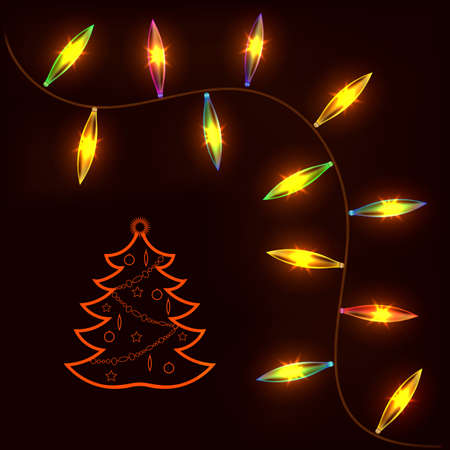 garland on a dark backgroundのイラスト素材