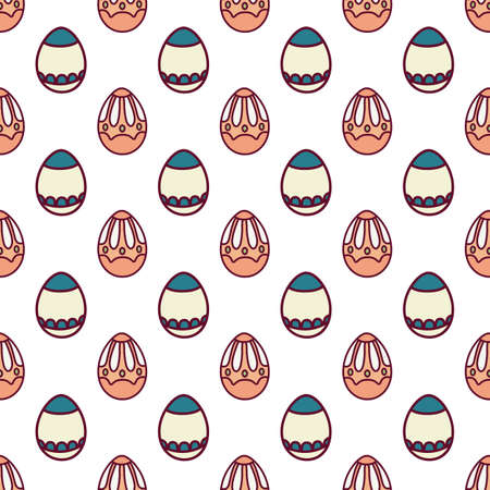 Seamless pattern easter eggs with ornament Easter image on white background. Printing for printing on fabric, paper, packaging. Vector illustrationのイラスト素材