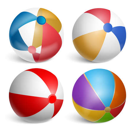 Set of inflatable beach balls.Realistic illustration Isolated on white background. Vector illustration.