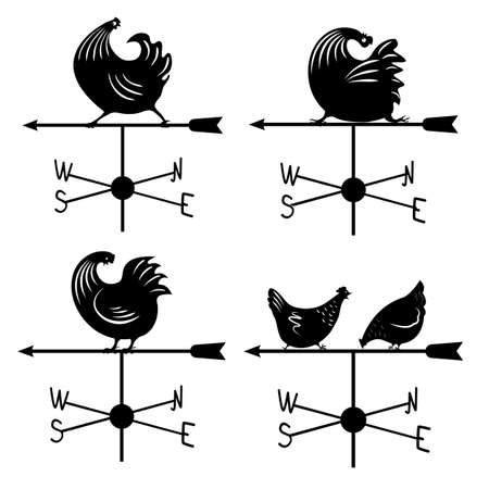 set rooster weathervaneのイラスト素材