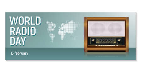 Horizontal banner day radio Radiolaのイラスト素材