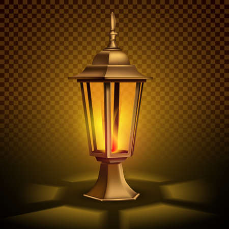 Retro lamp with candleのイラスト素材