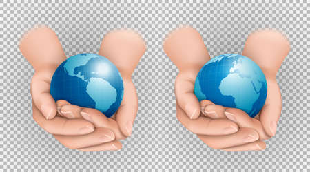 Planet Earth in folded palm vector eps10のイラスト素材