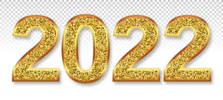 2022 numbers are gold glitter, swirling vector eps 10のイラスト素材
