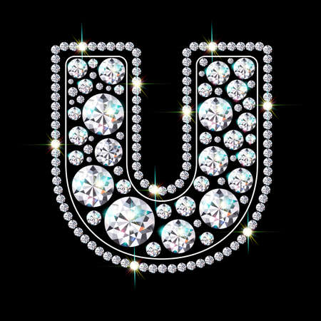 Letter U made from sparkling diamonds vector eps 10のイラスト素材