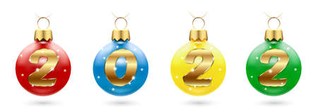 colorful Christmas balls 2022のイラスト素材