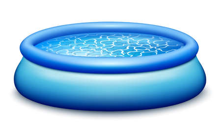 Blue inflatable water pool vector eps 10 realisticのイラスト素材
