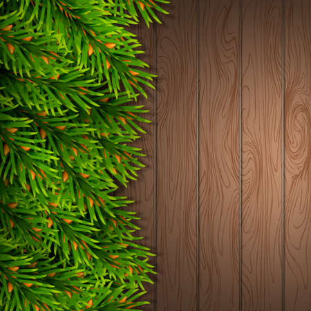 Christmas card mockup Fir tree border vectorの写真素材