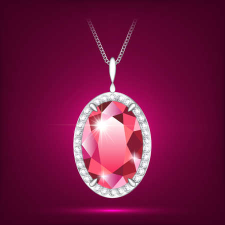 Ruby red pendant vector realistic styleのイラスト素材