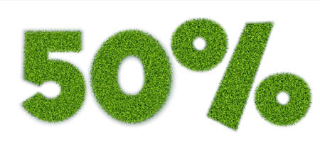 50 percent with grass texture realistic vectorのイラスト素材
