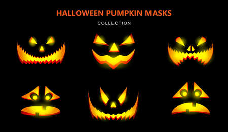 Halloween masks cut out pumpkinのイラスト素材
