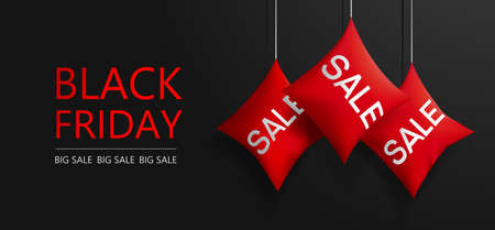Black friday with red pillows vector realisticのイラスト素材