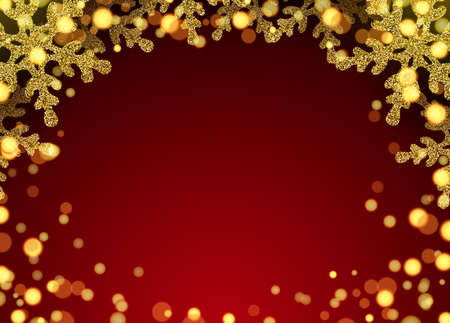 christmas background red with golden snowflakes vectorのイラスト素材