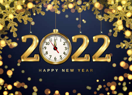 Set of metal numbers 2022 with gold watchesのイラスト素材